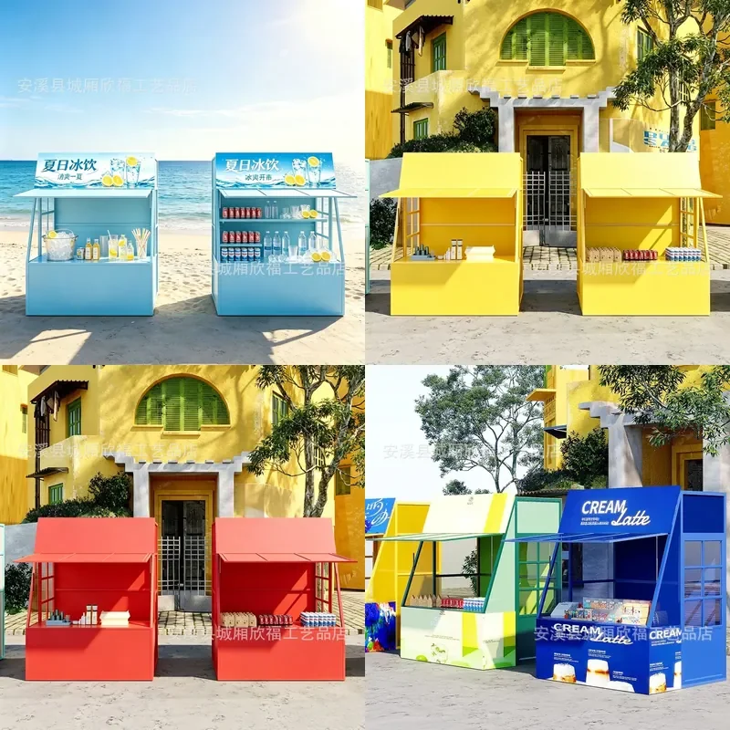 For Wrought Iron Scaffolding Mobile Display Stand Market Stall Outdoor Commercial Street Night Market Snack Booth Promotional