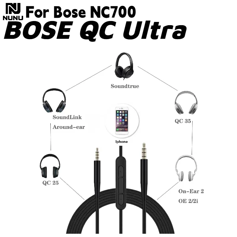 Plug and Play 2.5mm to 3.5mm Jack Headset Audio Cable With Mic For Bose NC700/QuietComfort Ultra Headphone view 6
