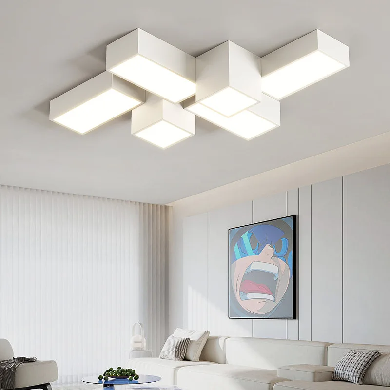 moderno minimalista quadrado led lampada do teto geometria criativa sala de estar luz home decor iluminacao dimmable quarto fixture 01