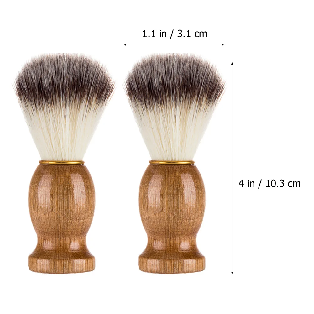 2 Pcs Shaving Brush for Men Premium Nylon Wood Beard Grooming Tool Portable Fast Drying Bristles Professional Shave