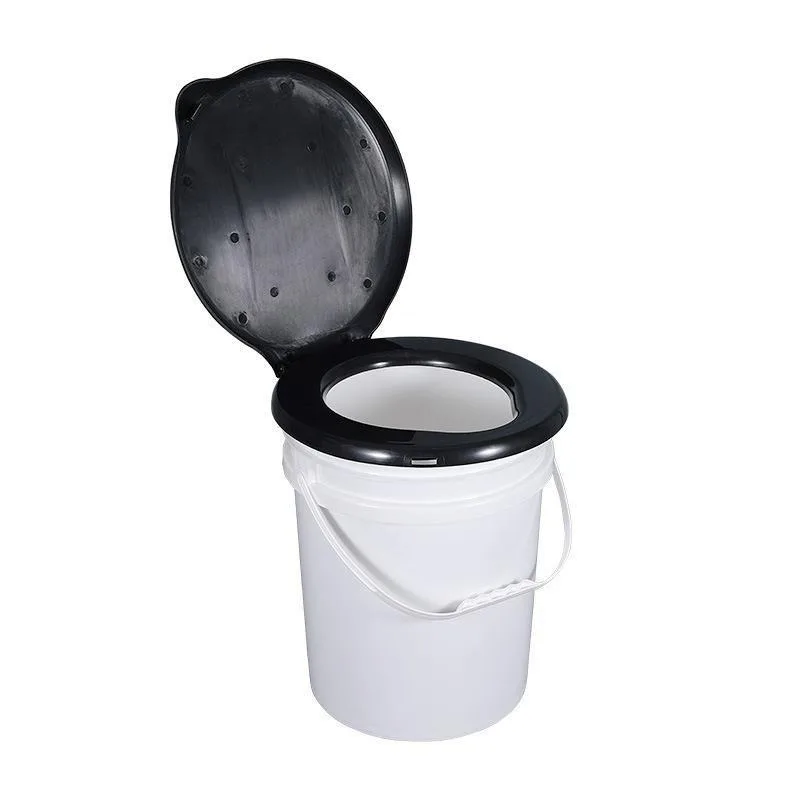 Toilet Stool, Outdoor Portable Removable Toilet 20L Large-capacity Toilet Cover Plastic Bucket with Handle