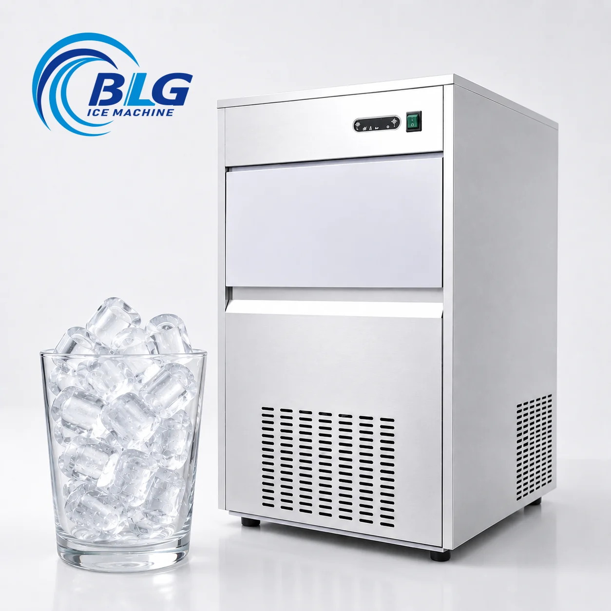 25kg Daily Output Commercial Bullet Ice Maker Large Capacity Round Bullet Ice Making Equipment for Catering Use