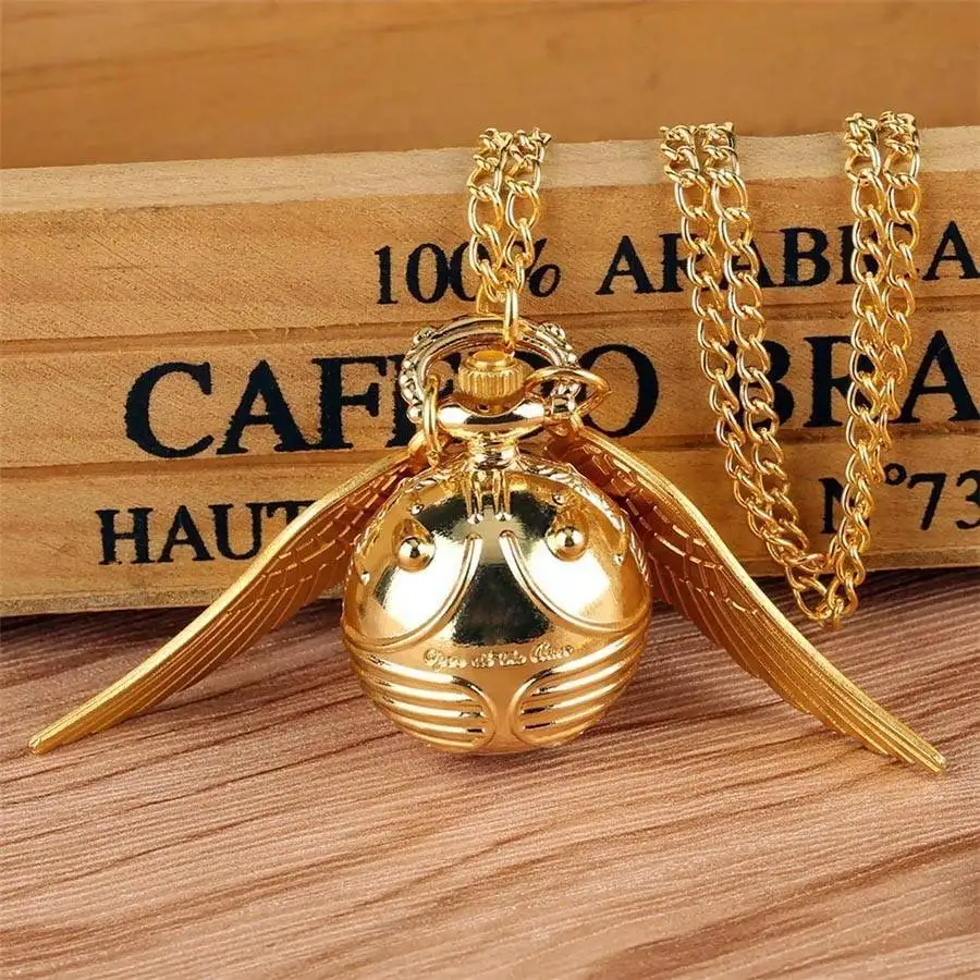 Golden Snitch Ball Pendant Pocket Watch Gifts for Kids Quartz Necklace Clock Lovely Cute Pocket Clock christmas gift for man