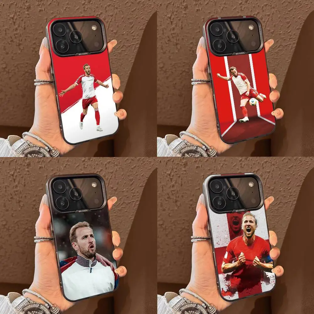 Funda para Teléfono con Diseño del Futbolista H-Harry K-Kane para iPhone 17, 16, 15, 14, 13, 12, 11 Plus, Pro Max, XS, Funda Plateada Colorida