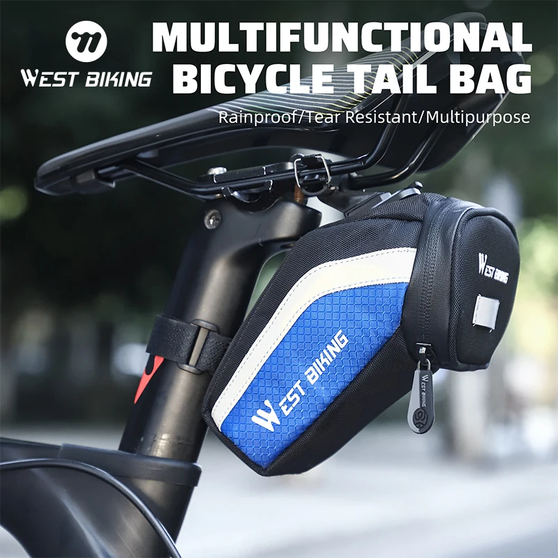 WEST BIKING Bicycle Tail Bag Multifunctional MTB Quick Release Large Capacity PU Bag Folding Bike Cushion Equipment Accessories