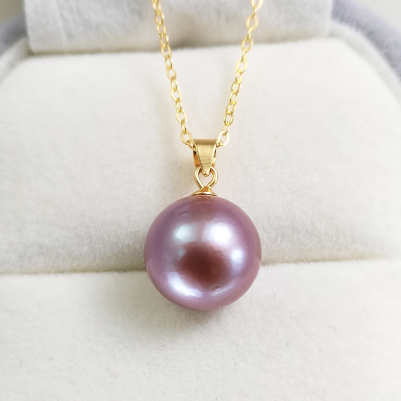 

Majestic Purple Pearls, Natural 13-14mm Genuine Pearl Pendant 925 Silver Setting, Byzantine Dusk Captured