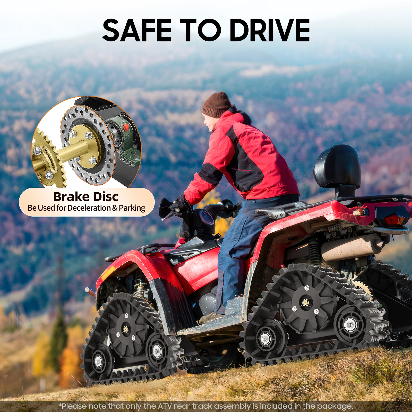 Atv Rear Axle with Rotatable Triangle Wheels, Metal Construction, Large Tire Surface, Brake Disc for Safety, Efficient Power Del