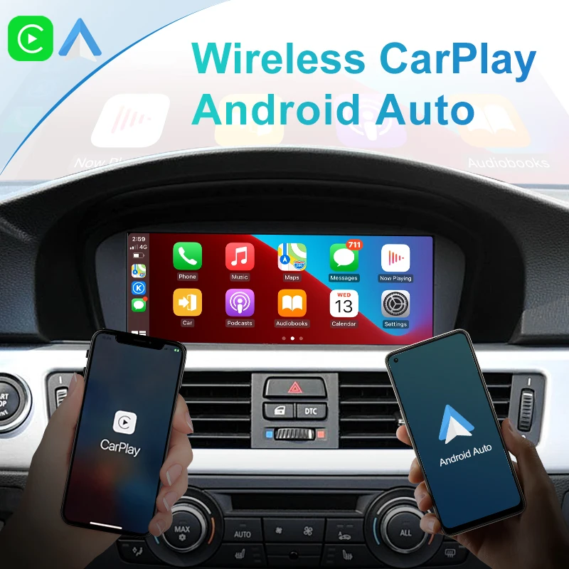 Apple CarPlay Tech sans fil pour BMW, CIC 3 Series, E90, E91, E92, E93, 2009-2012 Car Play, Android Auto Mirror Link, caméra avant et arrière