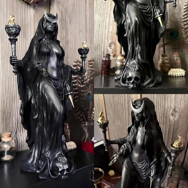 Cracker Barrel Witch Dark Gothic Witch Figure Statue Halloween Ornament Home Decor Gift