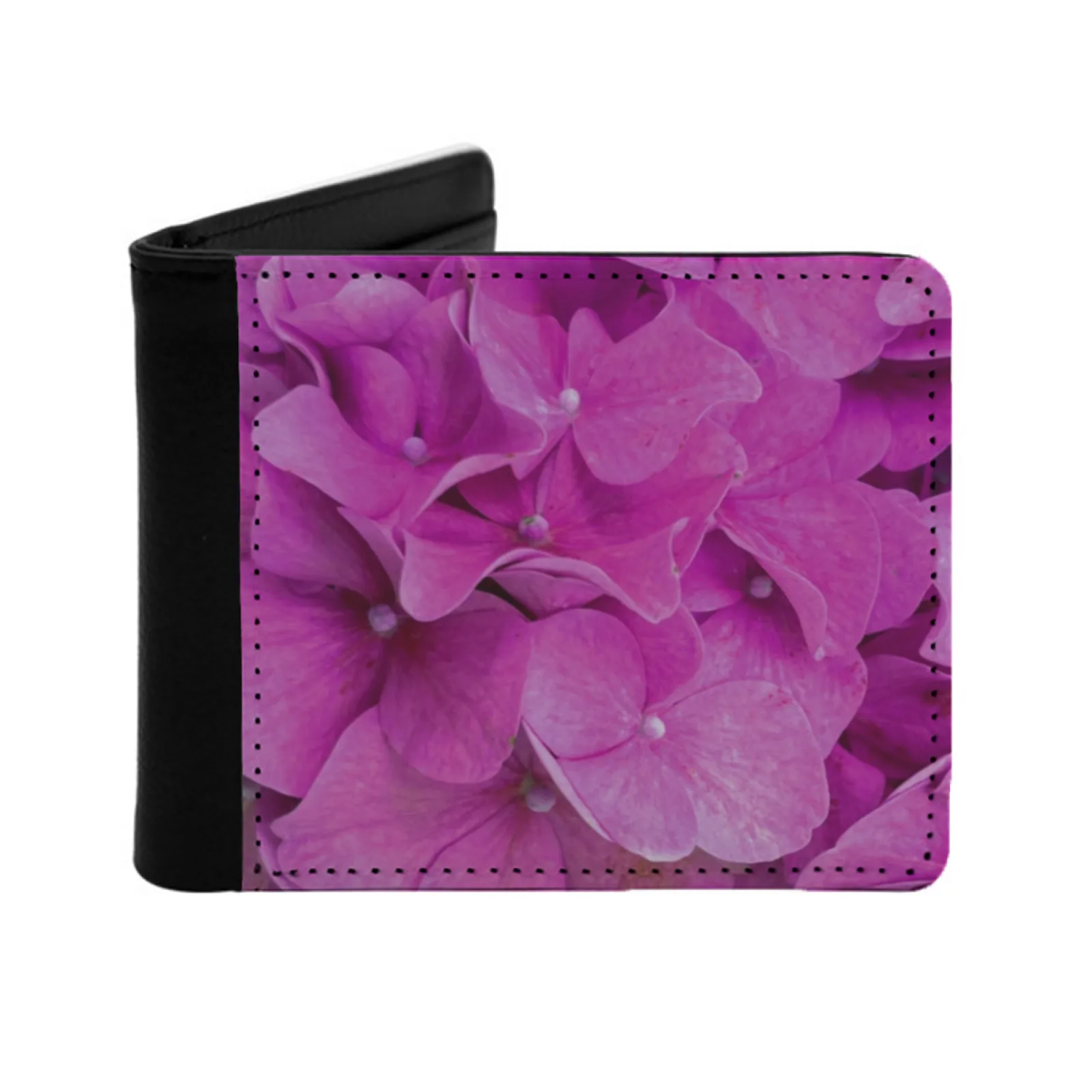 Romantic Purple Pink Blue Magenta Cottage Core Floral Pink Pink Personalized Wallet For Men And Women Pu Leather Short Pocket