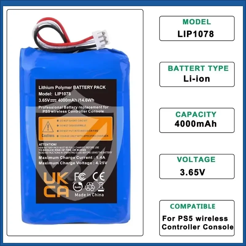 New 3980mAh 3.65V LIP1708 PS5 Controller Battery Replacement for Sony PS5 PlayStation 5 DualSense CFI-ZCT1W Wireless