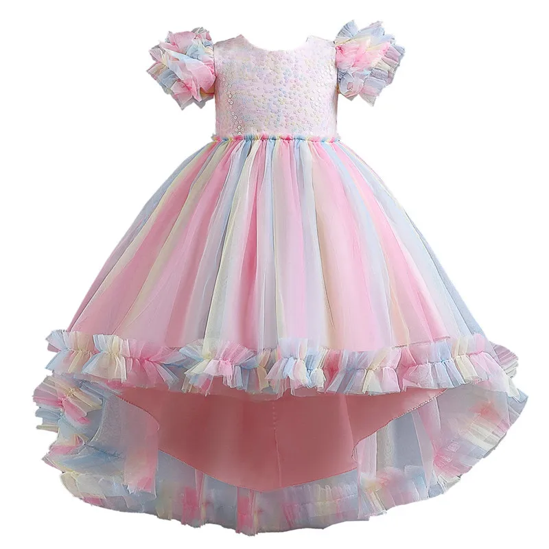 

3-12T Evening Girl Dress Long Costume Princess Children Kids Bridesmaid Ball Gown Girls Lace Dress Wedding and Party Dresses