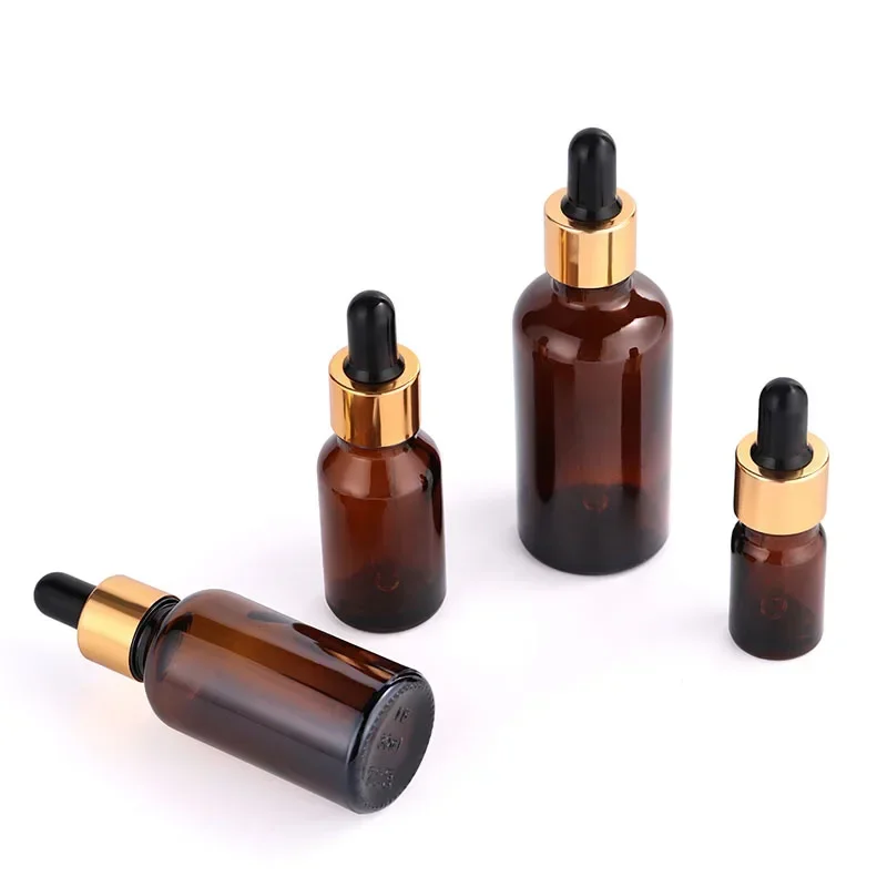 

100PCS 15/30/50/100ml bulk Empty Dropper Bottles Essential Oil Glass Aromatherapy Liquid amber Massage Pipette Bottle Refillable