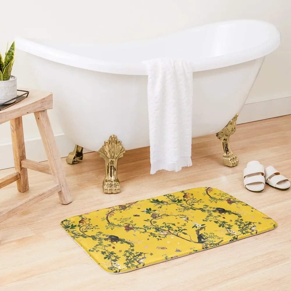 Monkey World Yellow Bath Mat Toilet Floor Living Room Rugs Things For Bathroom Water Absorbent Mat