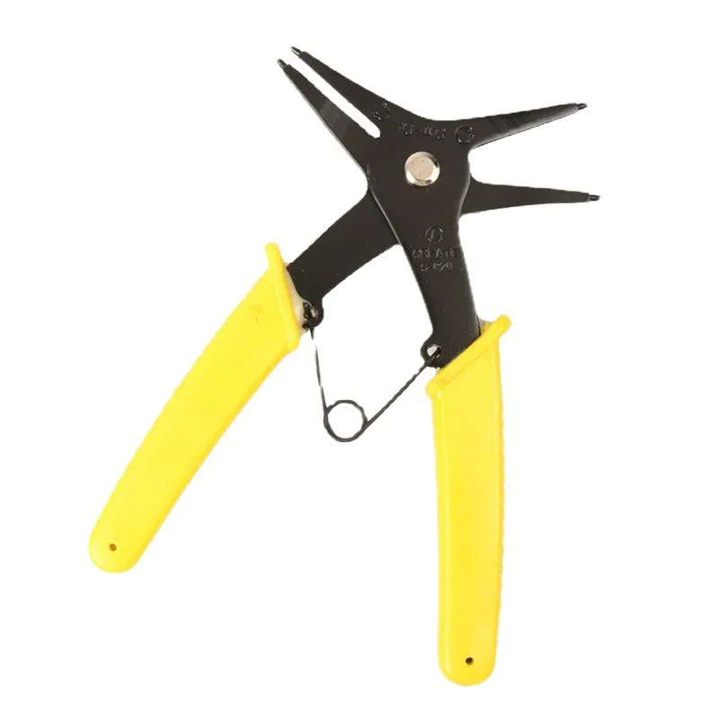 

Dual purpose retaining ring pliers, inner and outer calipers, door shaft with yellow inner bending ring pliers disassembly tool