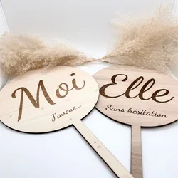 2pcs Personalized Wedding Name Sign Her And Him Wedding Bride And Groom Game Activity Moi or Me Marriage Party Decoration Tool