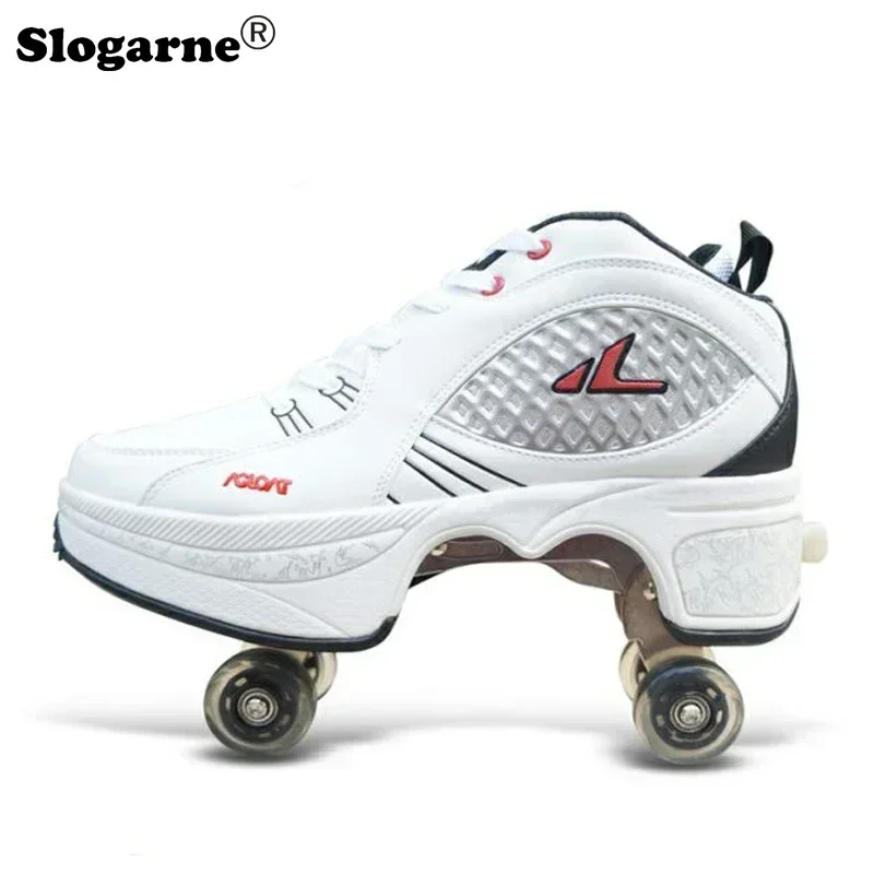 Children Deformation Skate Shoes Roller Skate 4 Wheels Parkour Sports Roller Shoes Boys Girls Roller Skate Unisex Women Sneakers