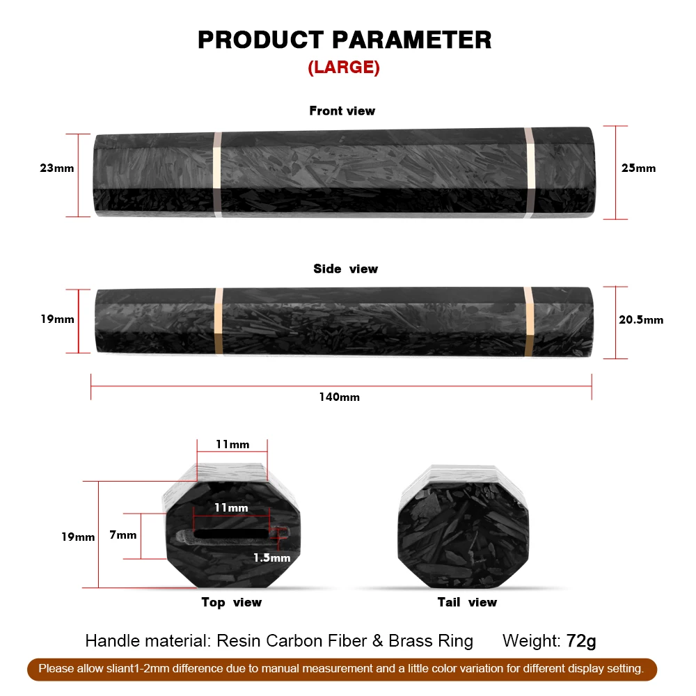 Faca de chef octogonal de resina e fibra de carbono feita à mão, cabo para faca de chef japonês, faca de sashimi, acessórios de fabricação de faca diy