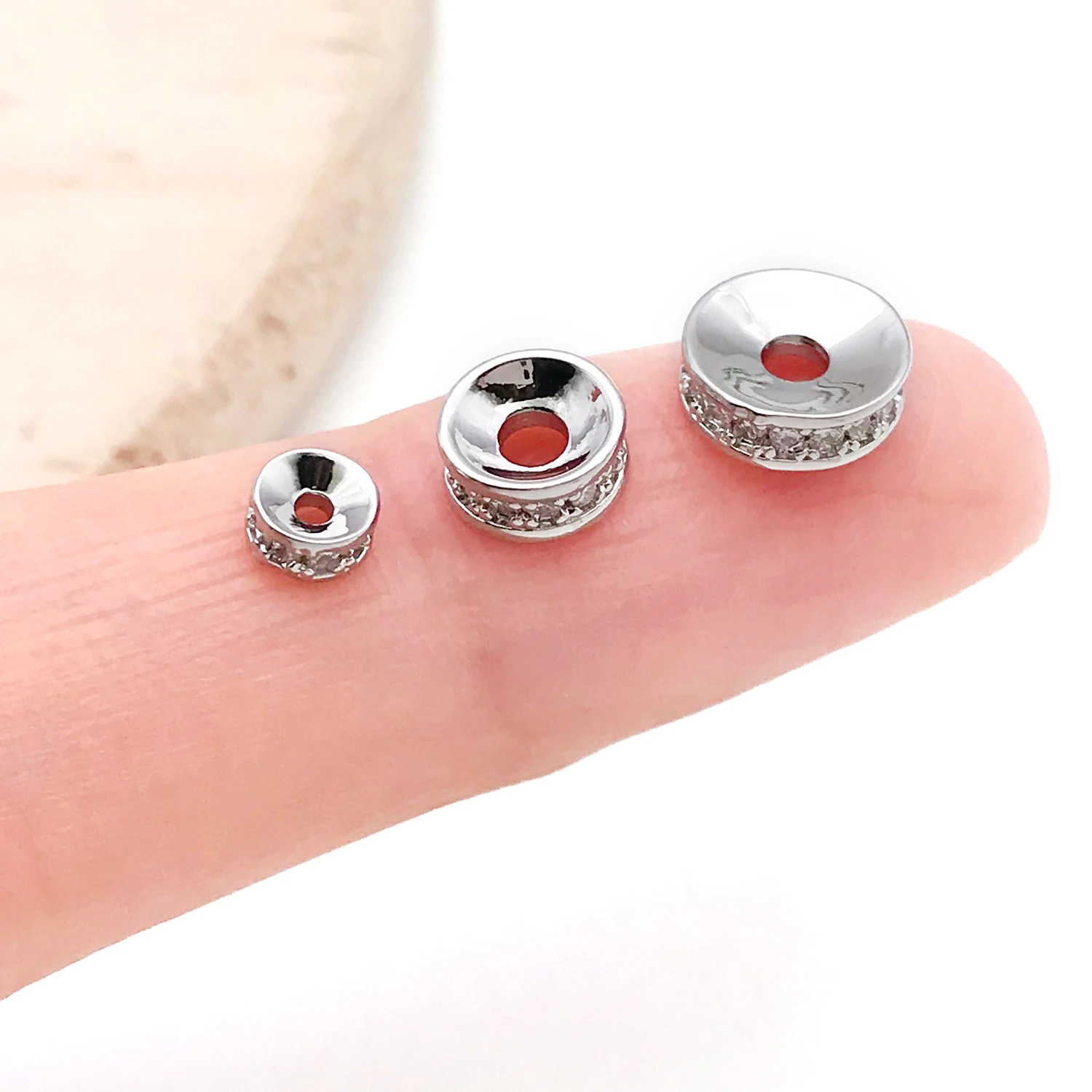5pcs 18K Real Gold Plated Brass Zircon Rondelles Crystal Beads Round Loose Spacer Beads For DIY Jewelry Making Accessories image 6