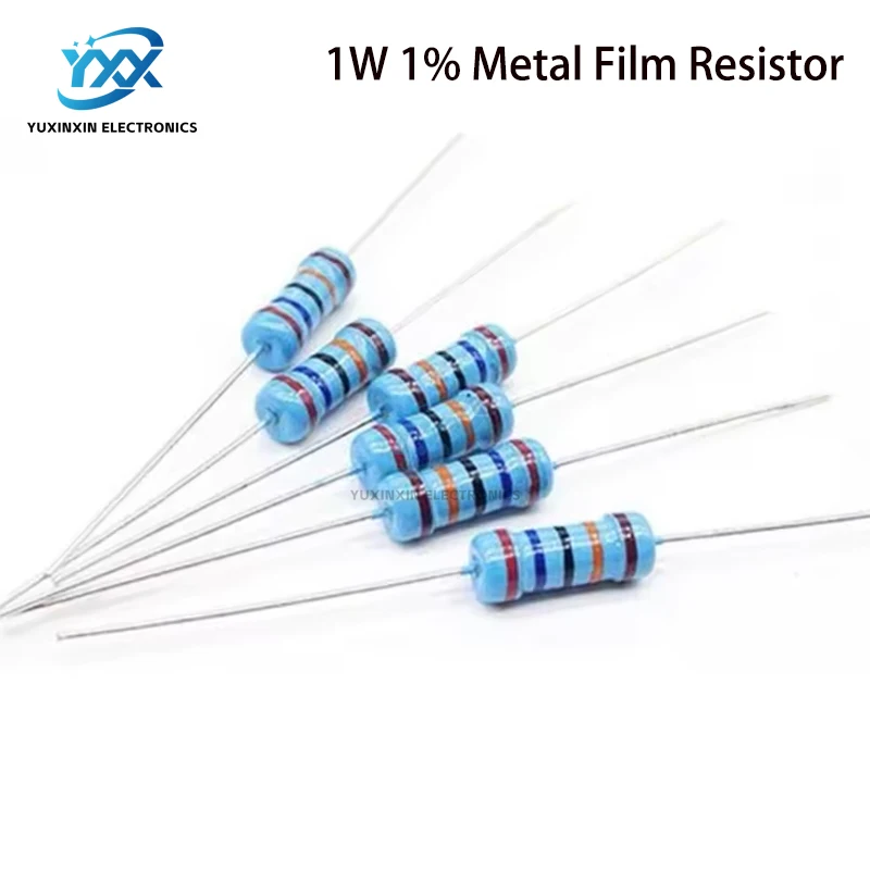 20pcs 1W 금속 필름 저항기 1% 0.1R-10M 10R 22R 47R 100R 330R 1K 4.7K 10K 22K 47K 100K 330K 470K 1 2 10 22 47 100 330 1M 옴