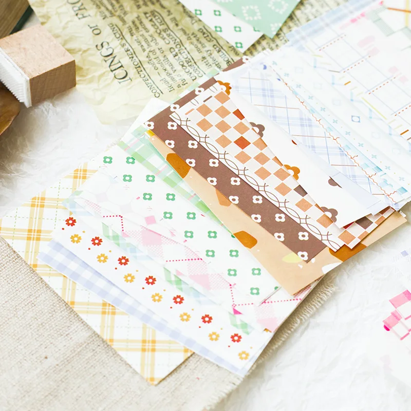 50pcs Kawaii Ins 메모 소재 그리드 텍스처 공예 종이 DIY 정크 저널 스크랩북 배경 종이 플래너 미적 용품