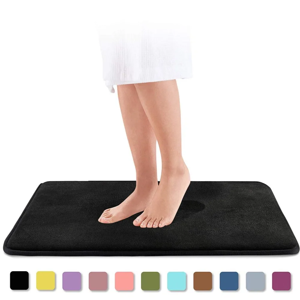 Home Bath Mat Bath Rug Non-slip Bathroom Carpet Washable Soft Coral Fleece Memory Foam Rug Mat Kitchen Toilet Floor Home Decor