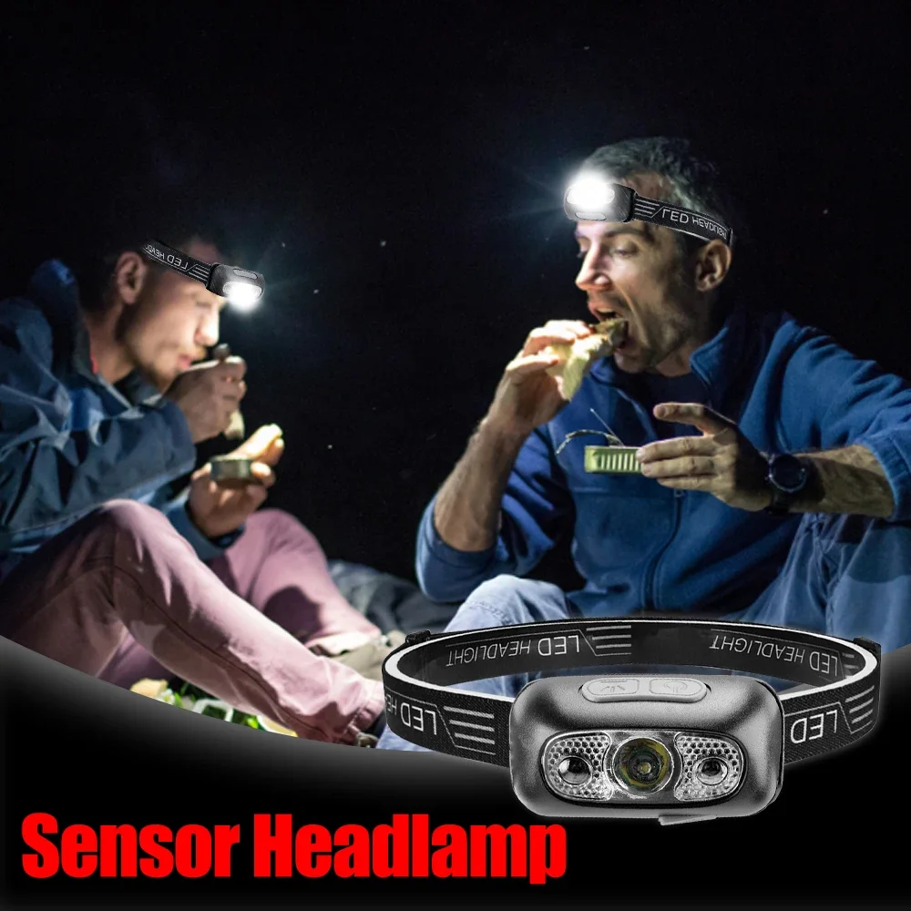 

Mini Rechargeable Powerful Sensor Headlamp Fishing Camping USB Head Flashlight COB LED Head Light Torch Headlights Front Lantern