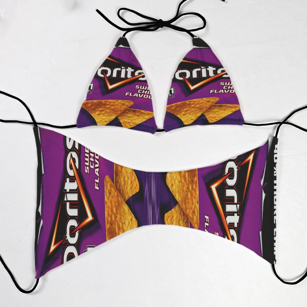 Hot-selling new swimsuit set 3d printed food pattern bikini summer vacation swimming sea surfing chest pad detachable