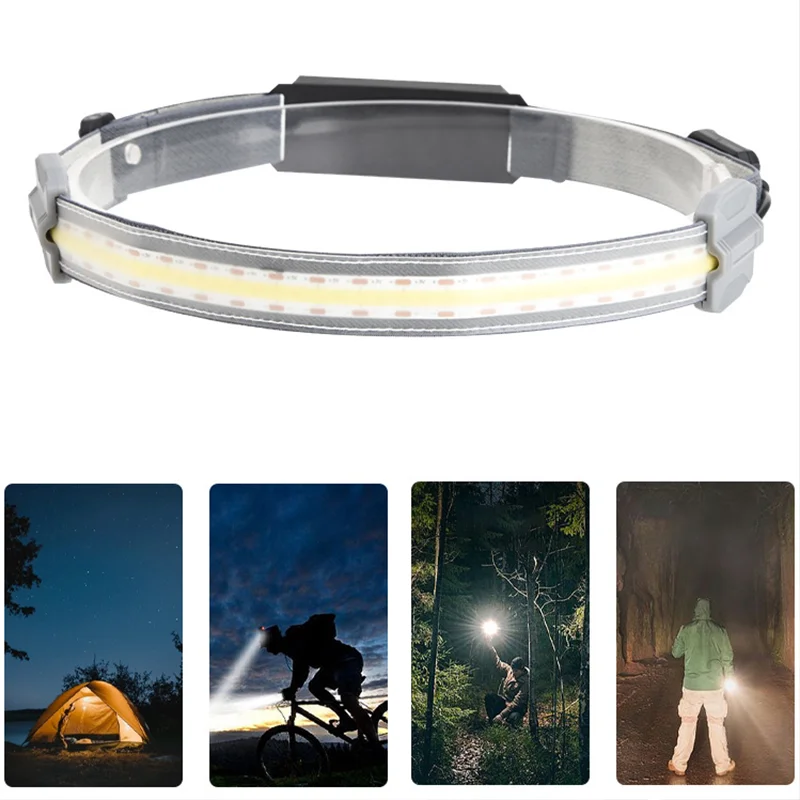 COB LED Strip Headlamp 3-Mode 400LM Headlight Waterproof Outdoor Head Torch By AAA Battery Rechargeable For Camping