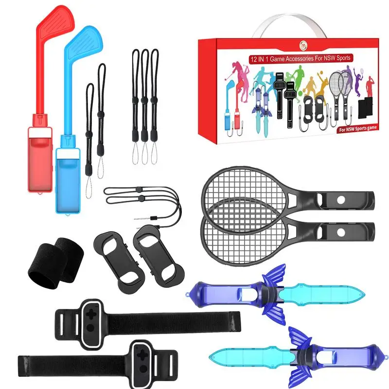 

12 In 1 For NS Switch Sports Control Set Wristband Tennis Racket Leg Strap Somatosensory Game Accessories For Switch Gift