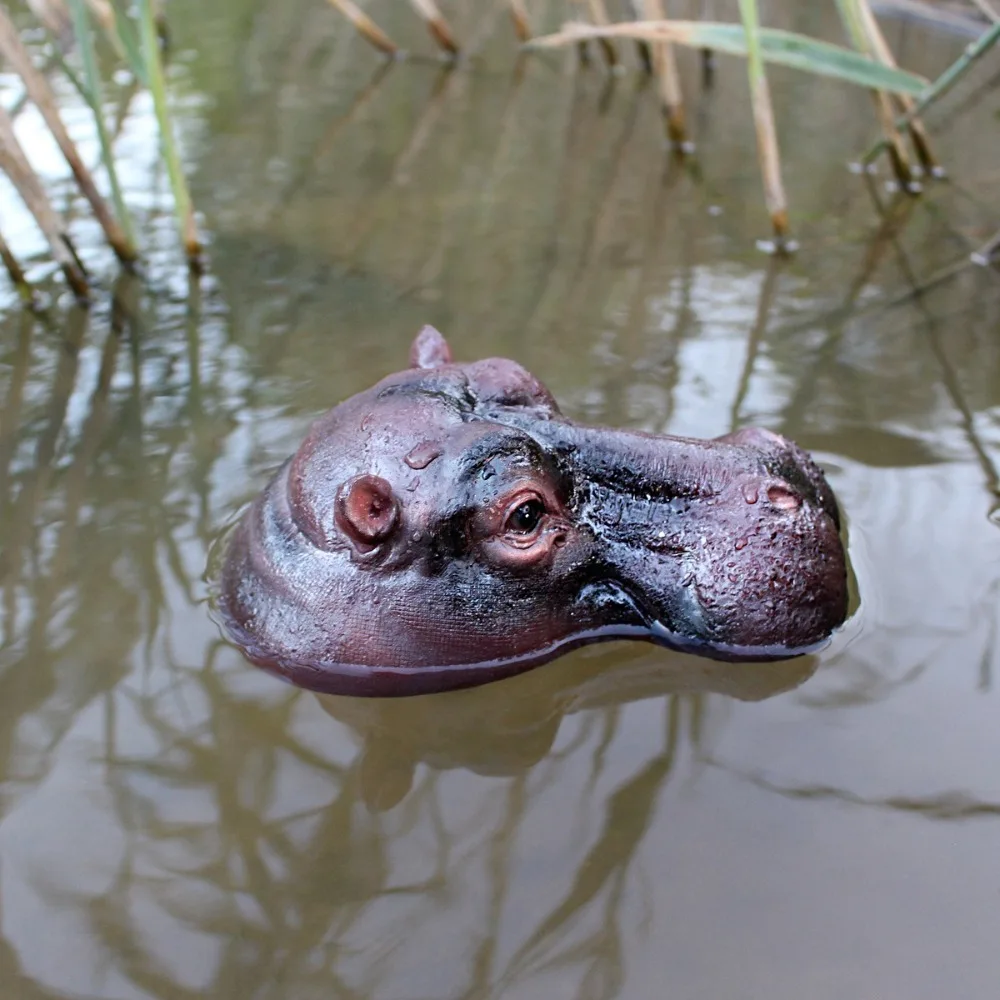 

Забавные плавающие фигурки бегемотов ручной работы: реалистичные головы бегемотов для пруда, декоративные фигурки животных из смолы
