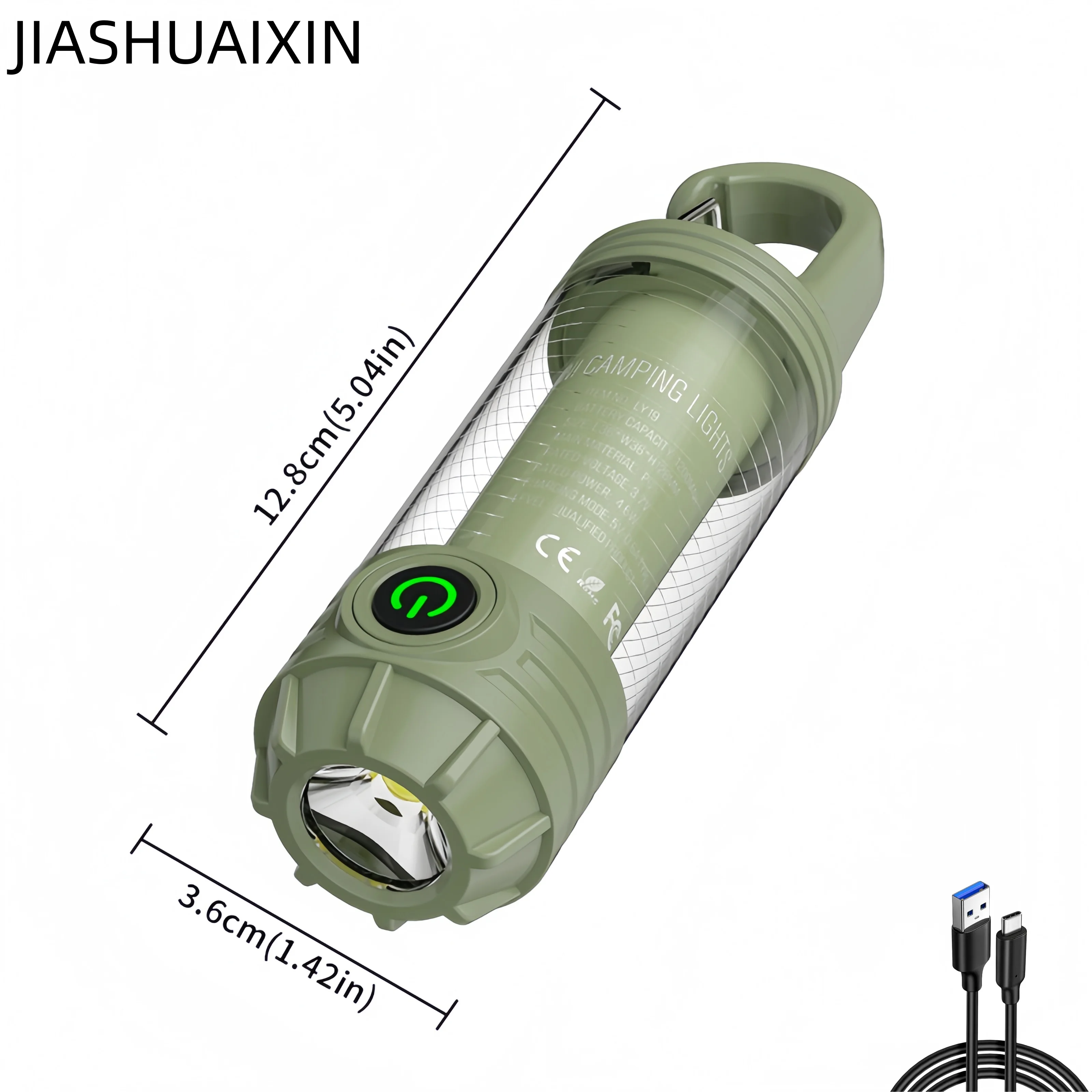 JIASHUAIXIN Wiederaufladbare LED-Campingleuchte mit hängender Taschenlampe mit 3 Lichtmodi für Camping SOS-Notfälle
