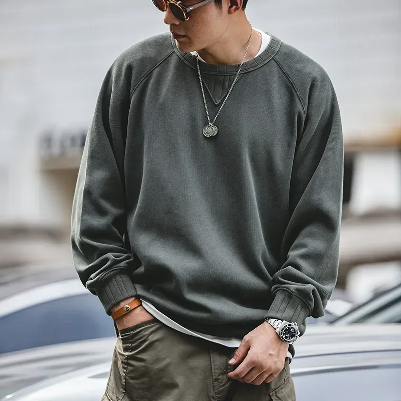 

LIBIELIY American Retro Men's Hoodless Sweatshirt, Pure Color, Round Neck, Leisure Long Sleeves, Suitable For Spring And Autumn.