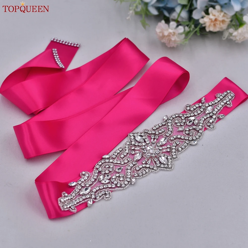 TOPQUEEN-Popular Rhinestone Cinto De Casamento, Cinto De Noiva, S26, Plus Size, Maternidade Cinto De Dama De Madrinha