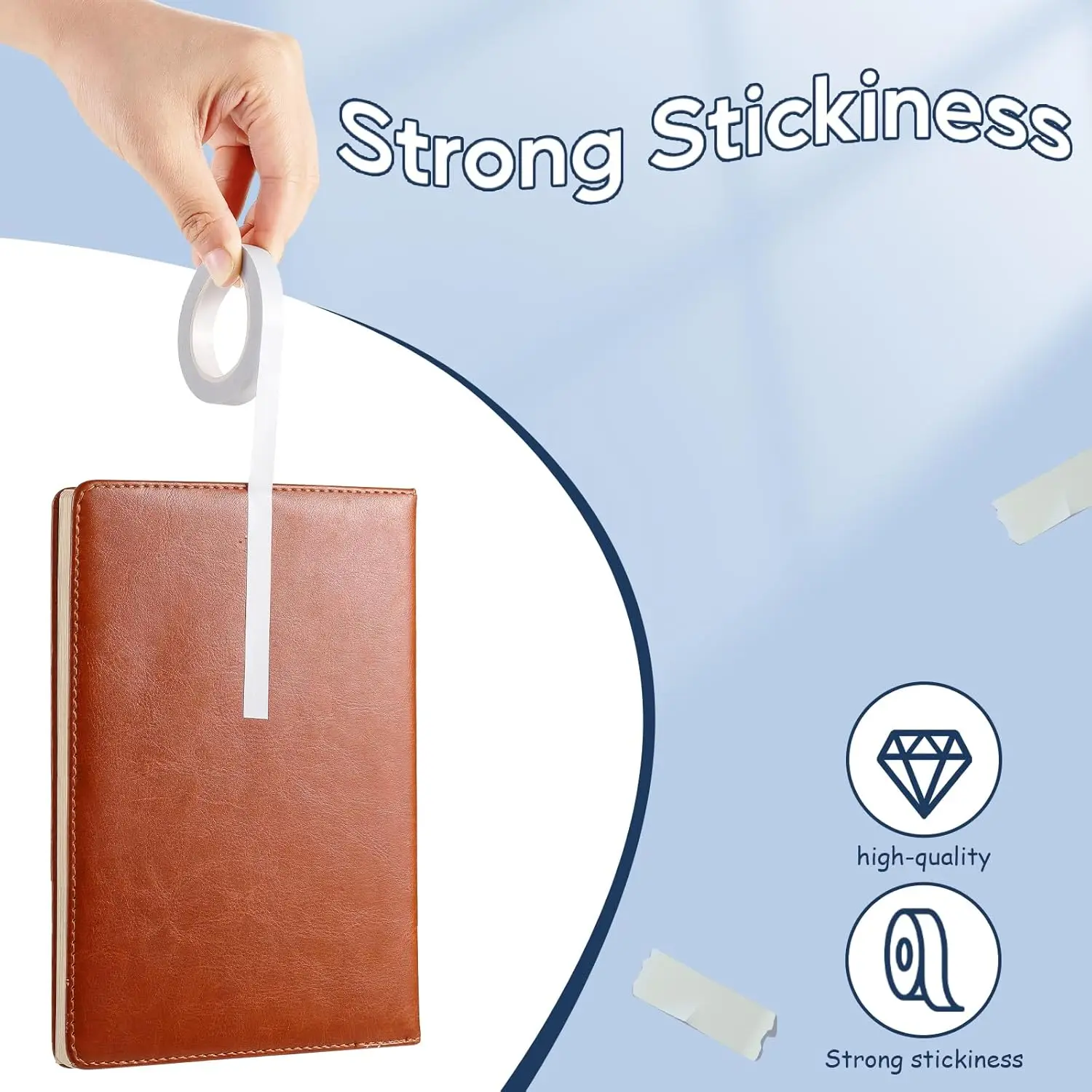 شريط مزدوج الجوانب لاصق قوي للغاية رفيع للغاية وقابل للتمزيق للمكتب والحرف اليدوية وقوة لاصقة عالية وأحجام مختلفة 5 مم - 40 مم #3