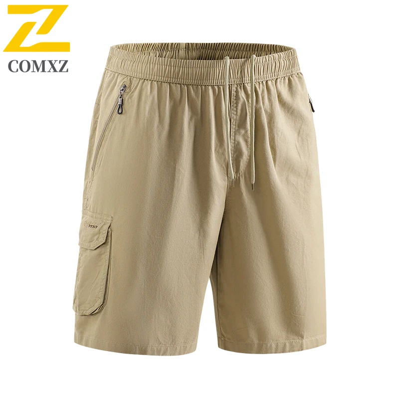 Workwear Men Summer Casual Pants Fashionable Multi Pocket Design Slim Fit Straight Leg Shorts Office Travel Elastic Waist Shorts