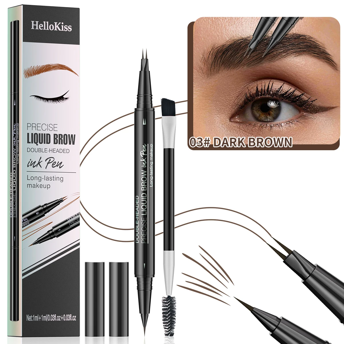 Lápiz de cejas de dos puntas, resistente al agua, a prueba de sudor, sin manchas, multifuncional, lápiz de cejas Natural, cosméticos de maquillaje