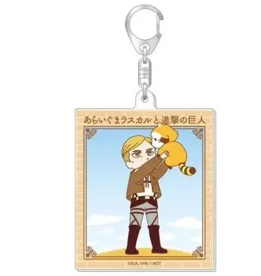 Game Eren Yeager Erwin Smith Levi Ackerman Mikasa Keychain Doll Anime Acrylic Keyring for Gift