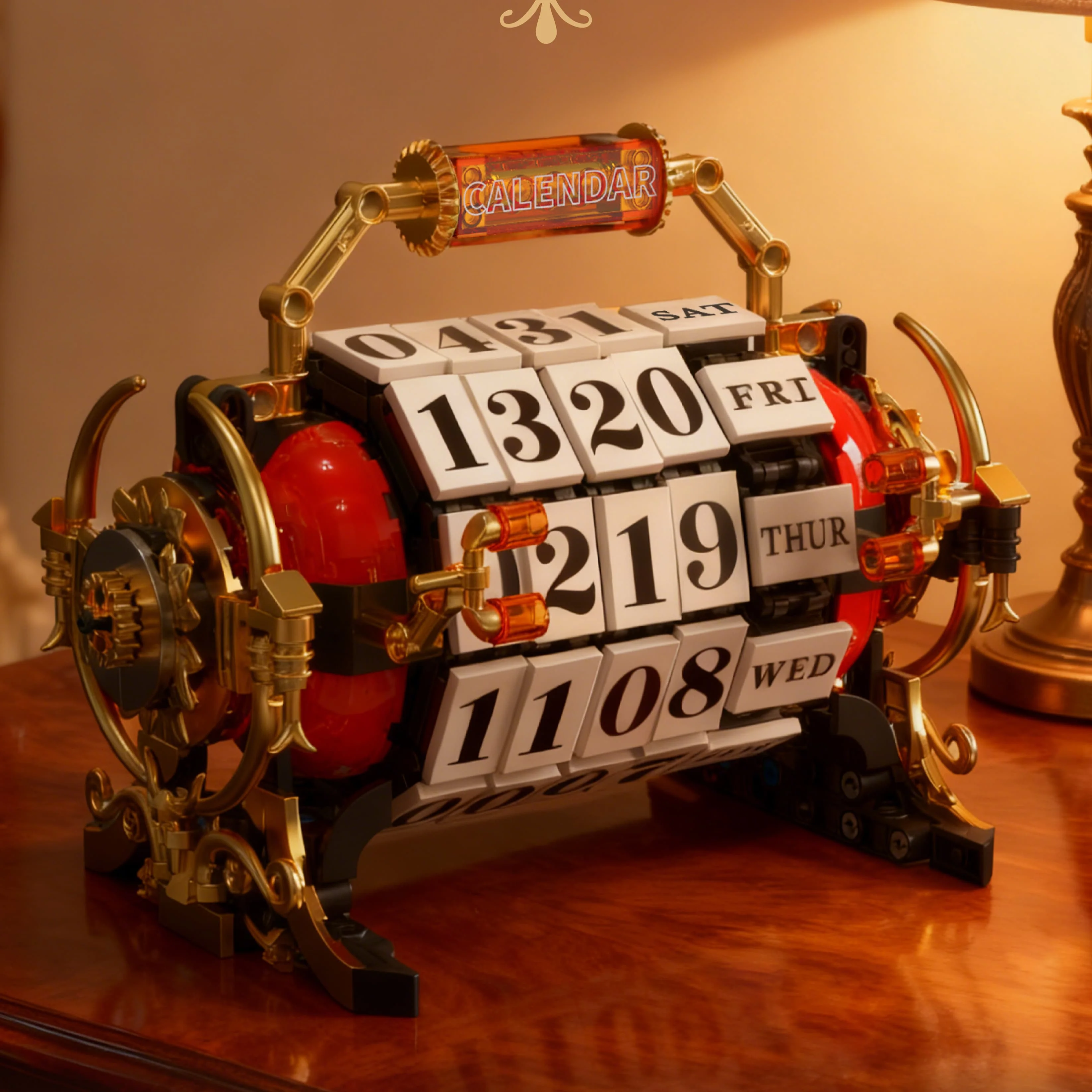 

Ретро-конструктор-календарь MOC: Механическая серия для взрослых, высокосложная сборная модель, портативная, в форме винной бочки, вращающаяся, креативный подарок