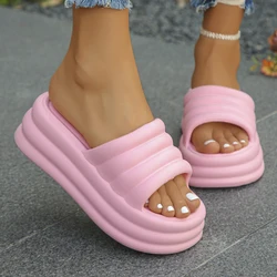 Sleehak Slippers Vrouw Nieuwe Mode Antislip Strand Slides Schoenen Roze Dikke Platform Sandalen voor Vrouwen Zomer Dikke Bodem Eva