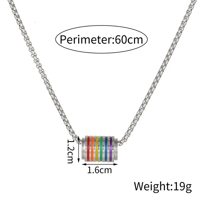 2022 Fashion Rainbow Stainless Steel Pendant Necklace for Men Circle Plate Gay Pride Necklace LGBT Couple Unisex Jewelry Gifts