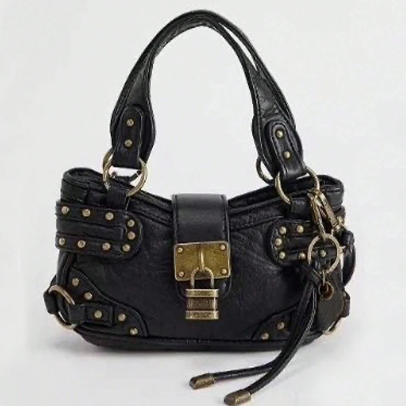 

Женская сумка в стиле ретро, панк, сумка с заклепками Y2K, сумка через плечо с металлической пряжкой, универсальная сумка для поездок на работу, подходит для модниц, маленькая сумка