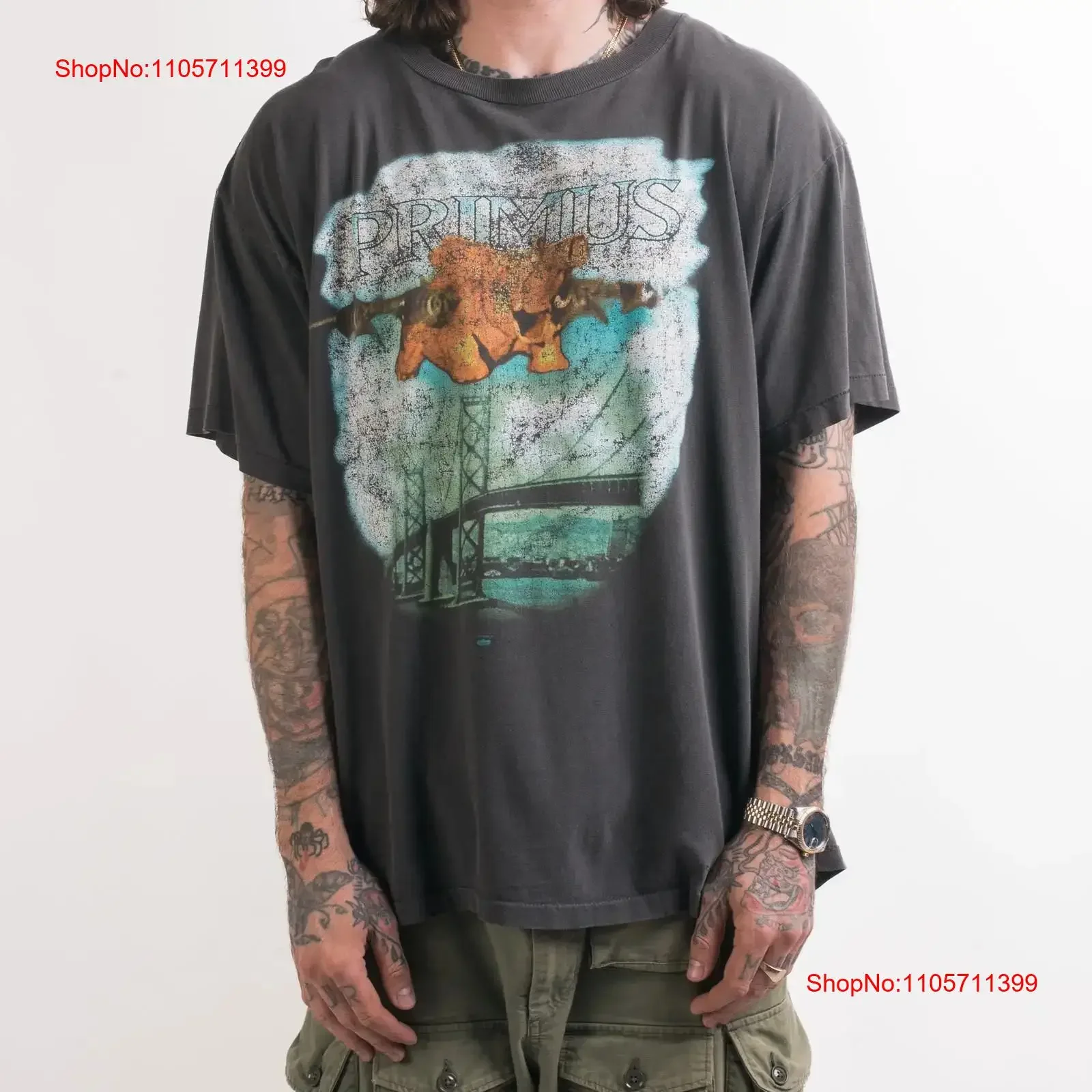 90's Primus Tour T Shirt Reprint Digital black tee Classic Style NH24922 long or short sleeves vintage Washed Comfortable homme