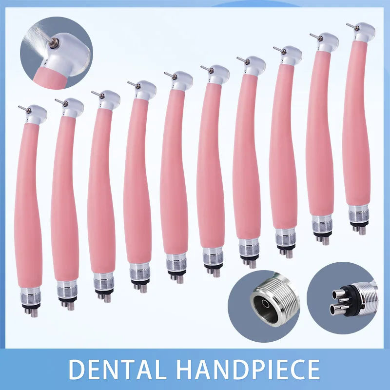 Dental Handpiece High Speed 10PCS Air Turbine Pink Push Button High Rotation Pens 3 Water Spray Nanotechnology Ceramic Bearings