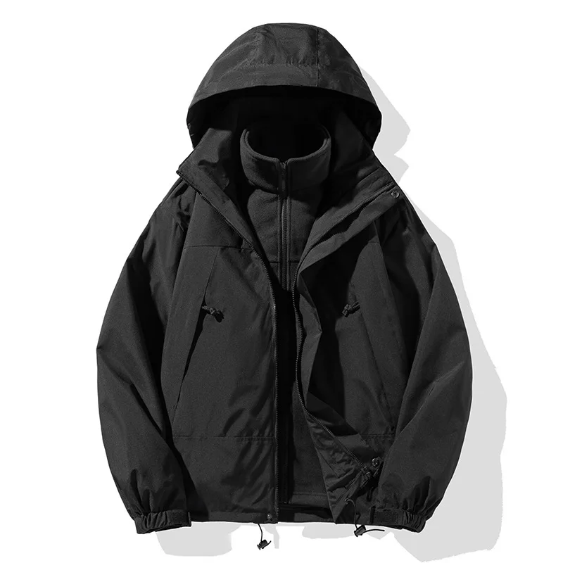 Winter Man Jacket Fashion Contrast Color Long Sleeve Male Outerwear Thicken Waterproof Three-in-one Outdoor Sport Men Coat