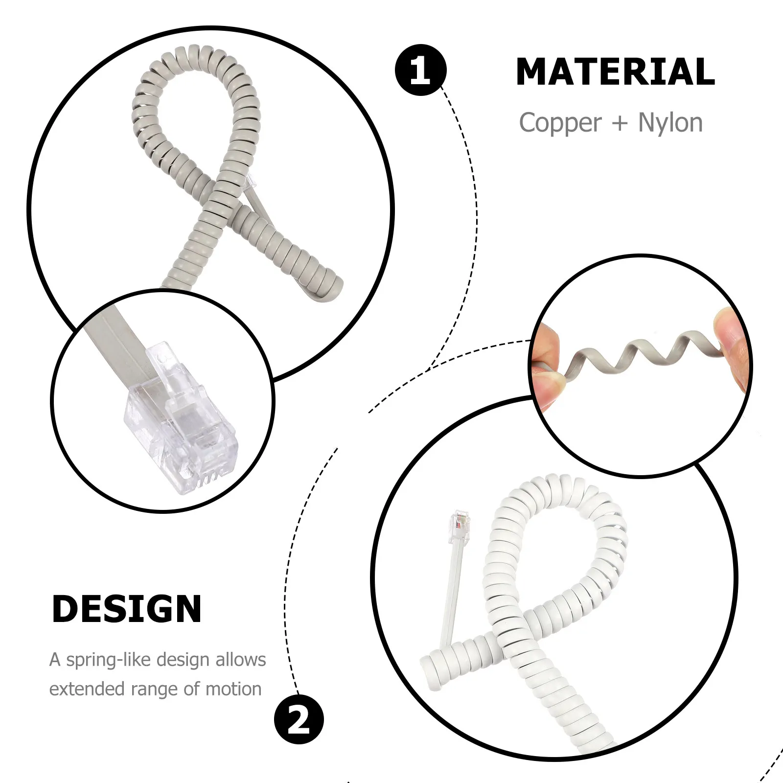 Coiled Telephone Receiver Cord 10 Pack Universal Handset Cable for Landline Phones Office Home Use