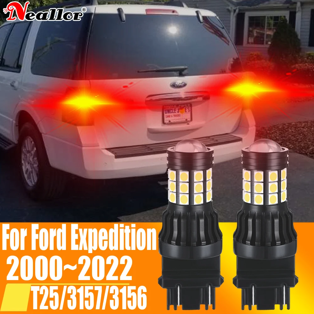 2x T25 P27/7W Led Canbus Brake Light Back Up Reverse Bulb Turn Signal Lamp 3157 3457 3156 P27W 12v For Ford Expedition 2000~2022