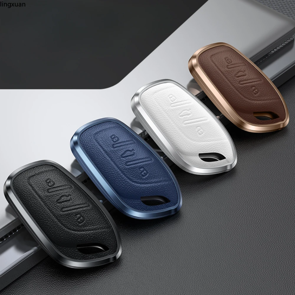 Alloy Leather Car Key Case Cover Shell Holder For MG4 MG5 MG6 MG ZS EV HS EHS ZX GT Roewe RX3 RX8 ERX5 RX5 I6 I5 Accessories