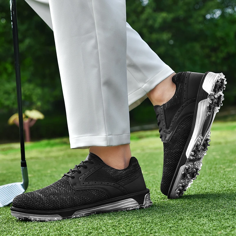 Sapatos de golfe de malha leve profissional para homens, calçados de golfe, treinadores esportivos de golfe, tênis atléticos