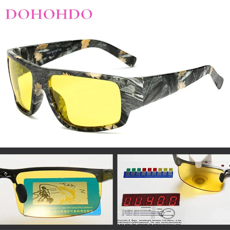 

New Vintage Camo Night Vision Glasses Male UV400 Anti-glare Polarized Sunglasses Men Women Driving Glasses Yellow Driver Goggles